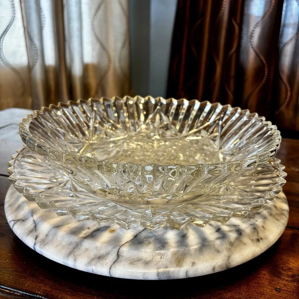 2pc VTG 60s MCM Federal Glass Clear‎ Pressed Pioneer Fruit Berry 11